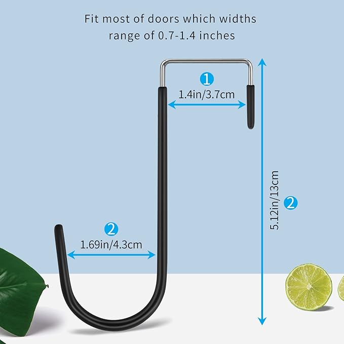 FYY Over the Door Hooks, Single-Hanger 4 Pack, Fits Doors 1 3/8" Mix | Heavy - Image 2