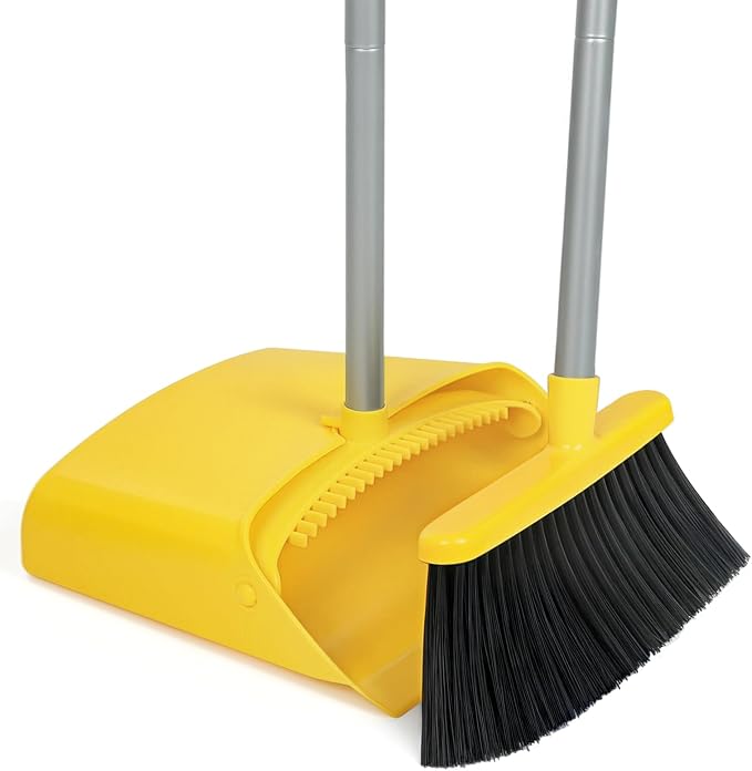 Stand Up Dustpan and Broom Set 50” Long Handle Broom - Image 8