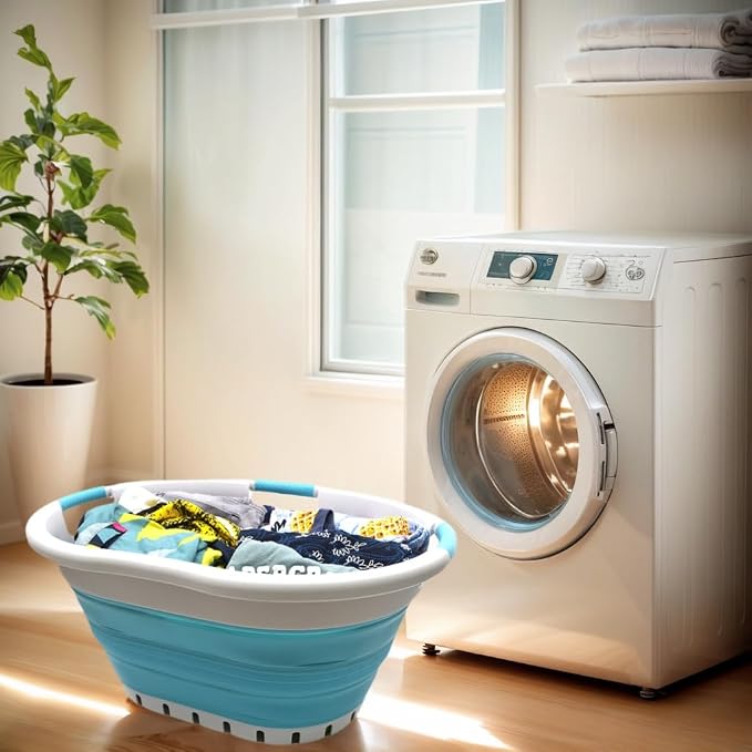 SAMMART 36L Collapsible 3 Handled Plastic Laundry Basket-Foldable Pop Up - Image 3