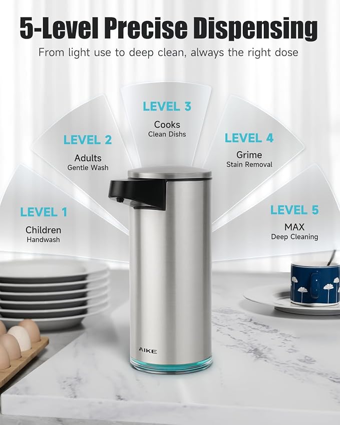 AIKE SensePro Automatic Soap Dispenser 12.8oz Spot Resist Stainless Finish | - Image 5
