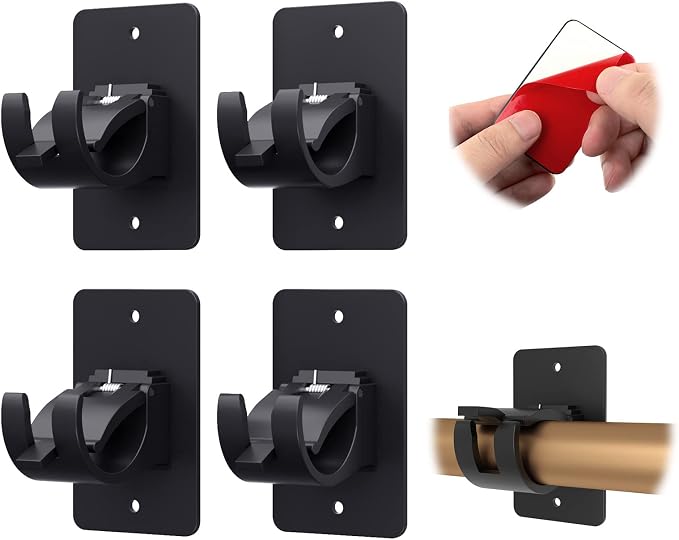 CIEMGNZOC 4 PCS Curtain Rod Bracket Holder, Universal Self Adhesive Wall Mount by CIEMGNZOC