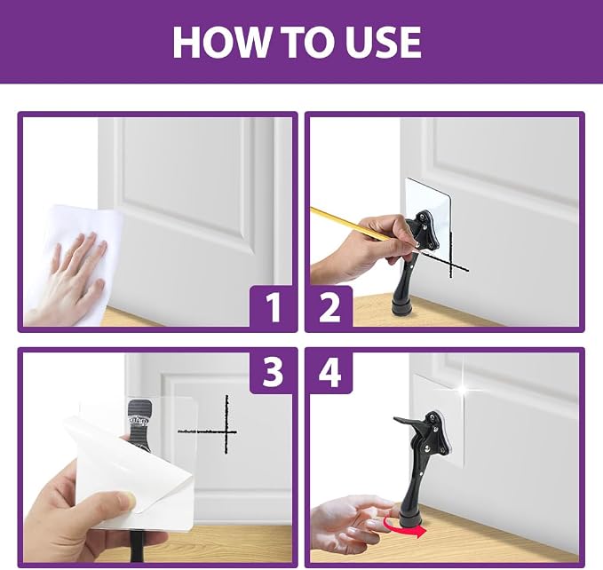 HASHI 4 Inch Kickdown Door Stopper No Drilling, Hands-Free Foot Operated Door - Image 3