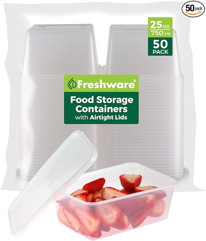 Freshware Food Storage Containers 25 oz Plastic Deli Containers by Freshware