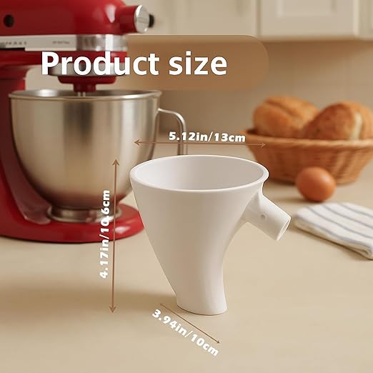 Universal Flour Funnel Attachment for Tilt-Head Stand Mixers (4.5–5 Qt), No-Mess Easy-Pour Baking Accessory, Wide-Mouth Anti-Splash Design, Dishwasher-Safe Tool for Dry & Liquid Ingredients (Green)