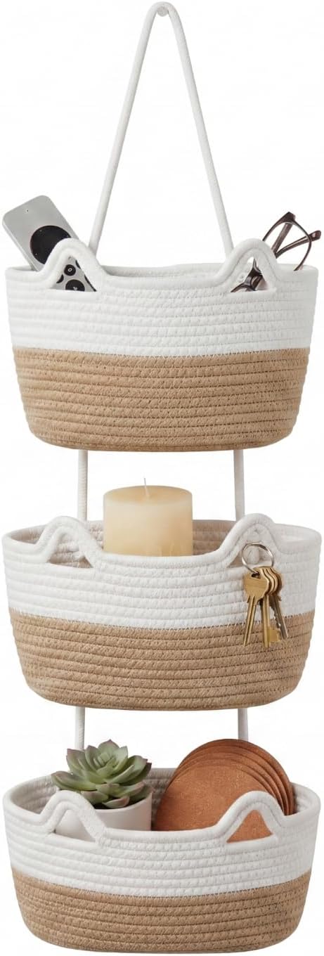 Hanging Basket, Woven 3 Tier Over Door Basket by Britwicfr