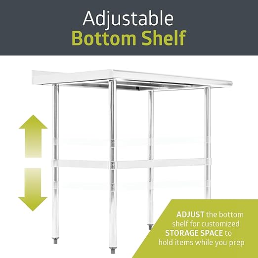 Pearington NSF Certified Stainless Steel Kitchen Prep and Work Table, Commercial Work Table for Restaurant and Home, 72" x 30", Stainless Steel