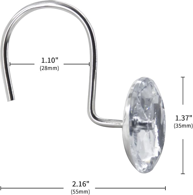 White Diamond Crystal Bling Shower Curtain Hooks Rings - Image 5