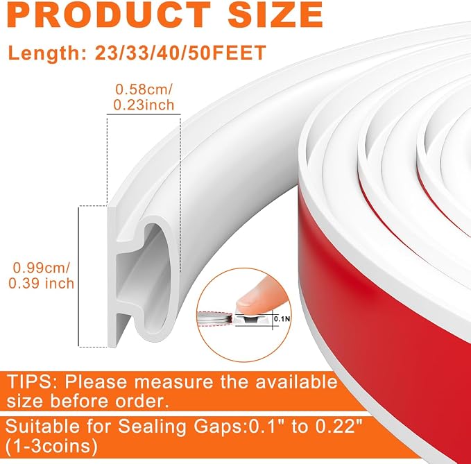 White Rubber Weather Stripping Door Seal Strip, D Shape Door Weather Seal Strip - Image 3