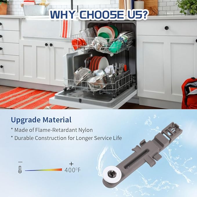 [Upgraded] W10571738 Dishwasher Upper Dishrack Adjuster and Wheel Assembly fit for Maytag/Whirlpool Dishwashers, Replace WPW10571738, 3449627, AP6023130, PS11756470 (4 Pack)