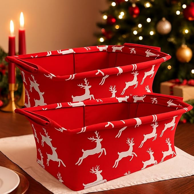 Limited Edition Chafer Wind Guard 2 Pack – Designer Chafing Dish Wind Cover | Wind-Blocking Decorative Cover Keeps Food Warm | Buffet & Catering Display for Events & Parties (Red Reindeer Print)