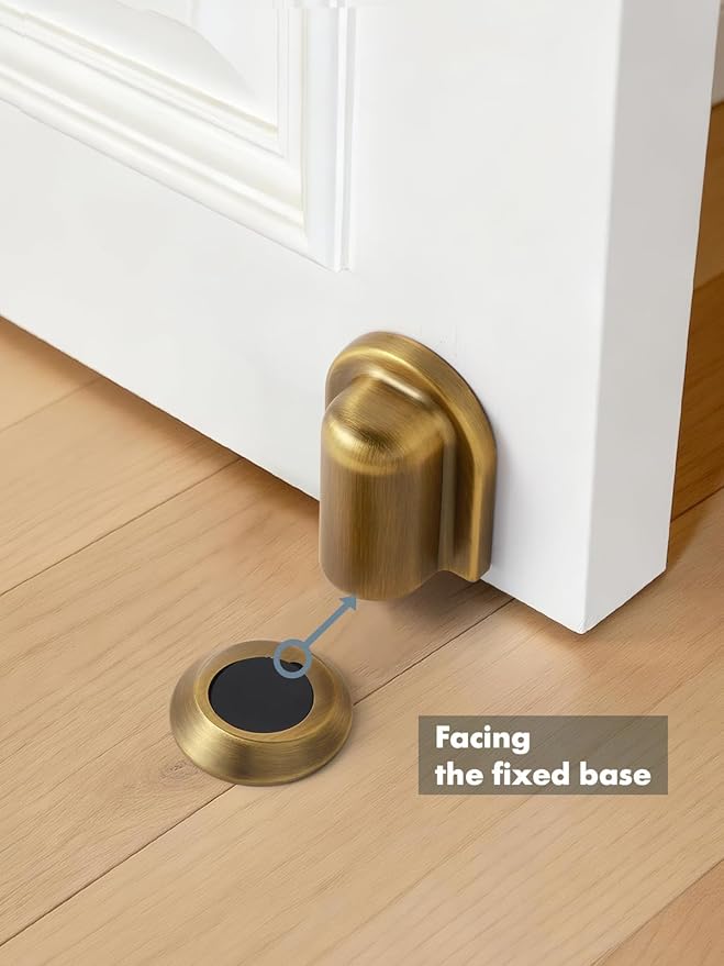 1 Pack Antique Brass Door Stopper Magnetic Door Cathc Floor Mounted Door Stop - Image 4