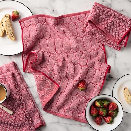 Martha Stewart Honeycomb Chambray Textured Kitchen Towel 4-Pack Set, 100% Cotton - Image 2