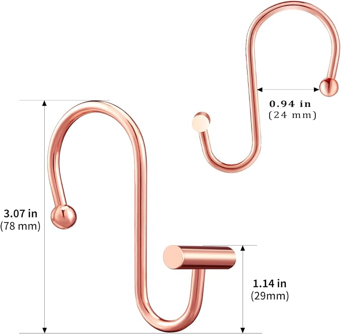 Rose Gold Shower Curtain Hooks Rings, CHICTIE Decorative Shower Curtain Rings - Image 6