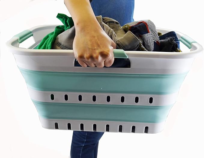 SAMMART 30L Collapsible 3 Handled Plastic Laundry Basket - Image 7