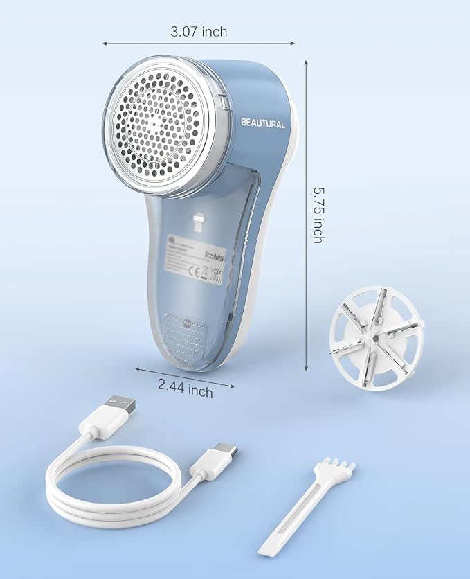 BEAUTURAL Fabric Shaver and Lint Remover, Rechargeable Sweater Defuzzer | - Image 7