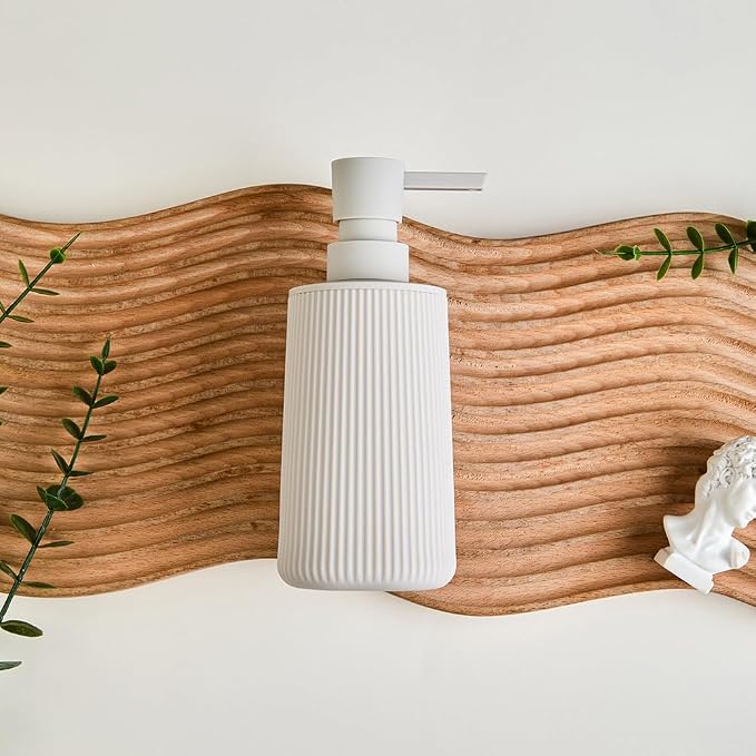 YAUKPH Small Soap Dispenser for Bathroom and Kitchen Matte Beige | Modern - Image 5
