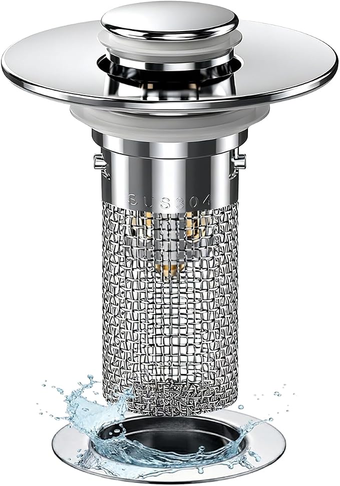 Bathroom Sink Drain Strainer Hair Catcher, Pop Up Universal Sink Drain Stopper by Unknown