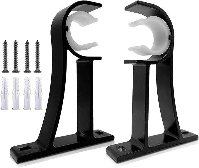 KOLAKO Curtain Rod Brackets, Heavy Duty Black Curtain Rods Holders Hook Hangers by KOLAKO