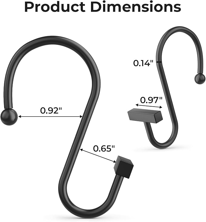 Bathway Shower Curtain Hooks, T-Bar Design Convenient Elegant Shower Curtain - Image 2