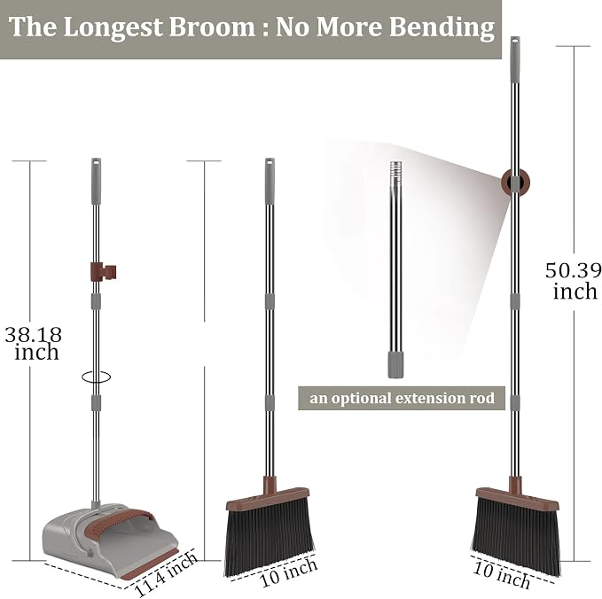Upgrade Broom and Dustpan Set, Self-Cleaning - Image 2