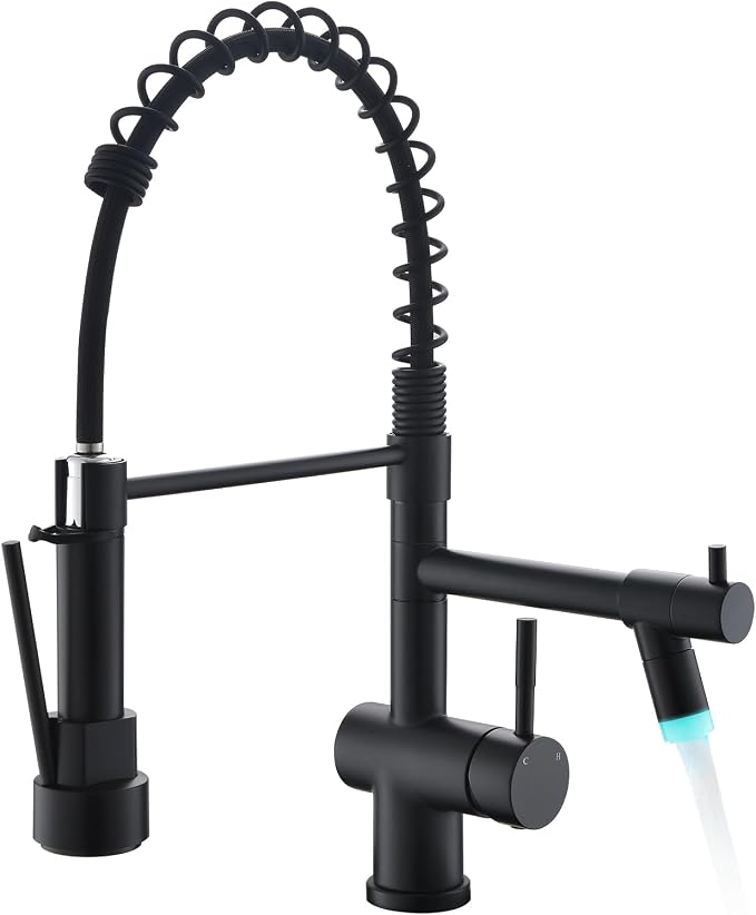 Matte Black LED Kitchen Faucet by KICIMPRO