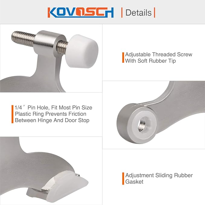 2 Pack Hinge Pin Door Stopper Brushed Satin Nickel - Image 4