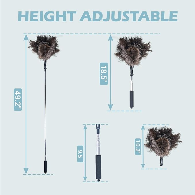Feather Duster Extendable 22–47 Inch, Natural Ostrich Feather Duster - Image 3