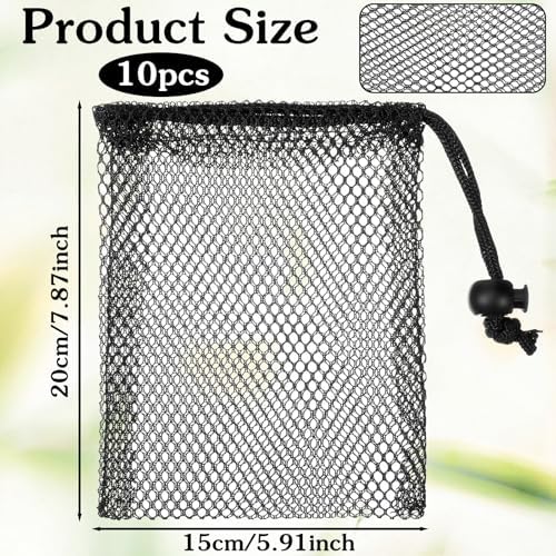 Nogeqi 10pcs Small Mesh Bags Drawstring, 7.8" X 5.9"Mini Nylon Net Bag - Image 2