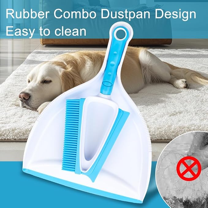 Pet Hair Rubber Brush with Mini Dustpan – Double Sided, Soft Rubber - Image 9