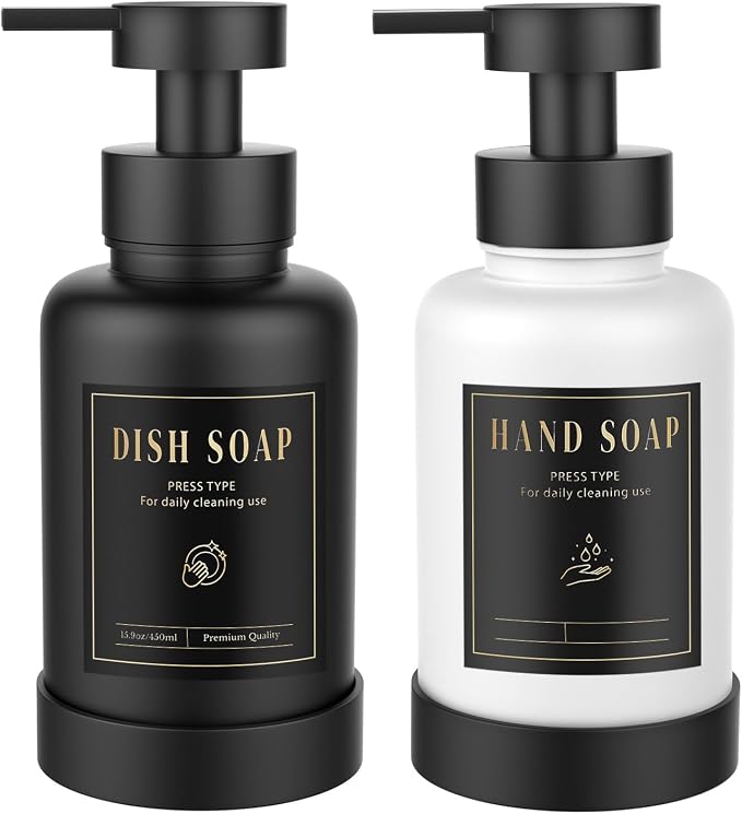 Luxspire Foaming Soap Dispenser 15oz Hand Soap Bottle, 2 Pack | Anti-drip pump by Luxspire