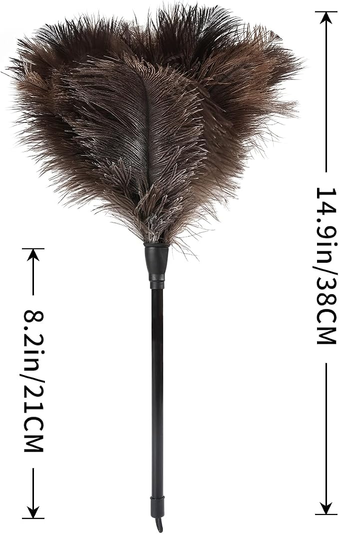 Natural Ostrich Feather Duster 14.9 inch Fluffy Mini Dusters | Handheld - Image 2