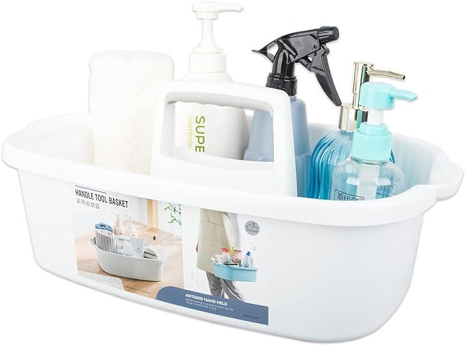 Large Cleaning Supplies Caddy Portable Shower Caddy Basket White by JiatuA