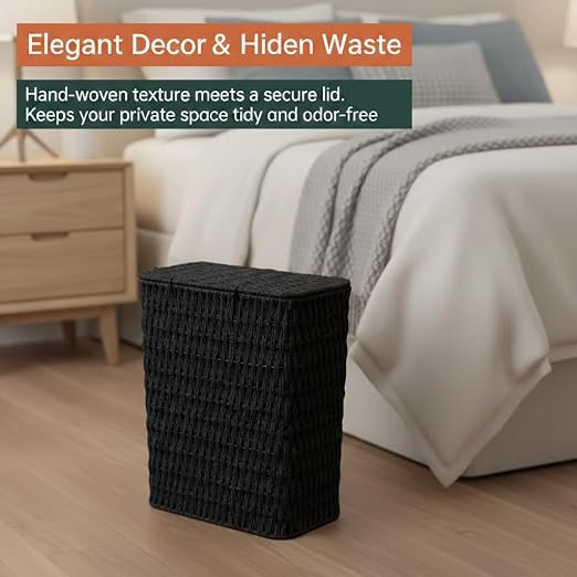 Coeusy 3 Gallon Paper Rope Bathroom Trash Can, Small Wicker Trash Cans - Image 7