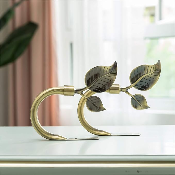 HIKMLK Leaf Shaped Curtain Tieback Holdbacks 2pcs, Handmade Metal Curtain Side - Image 2