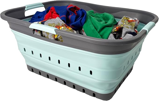 SAMMART 42 Collapsible Plastic Laundry Basket, Foldable Pop Up Storage by SAMMART