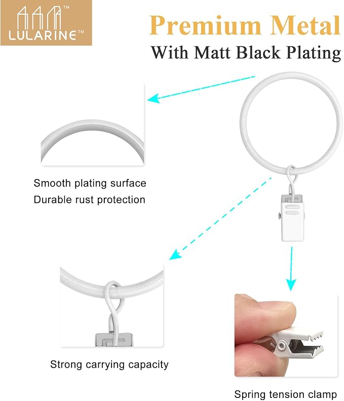 42 Pack Curtain Rings with Clips 1.5" Interior Diameter, Metal Drapery Clips - Image 3