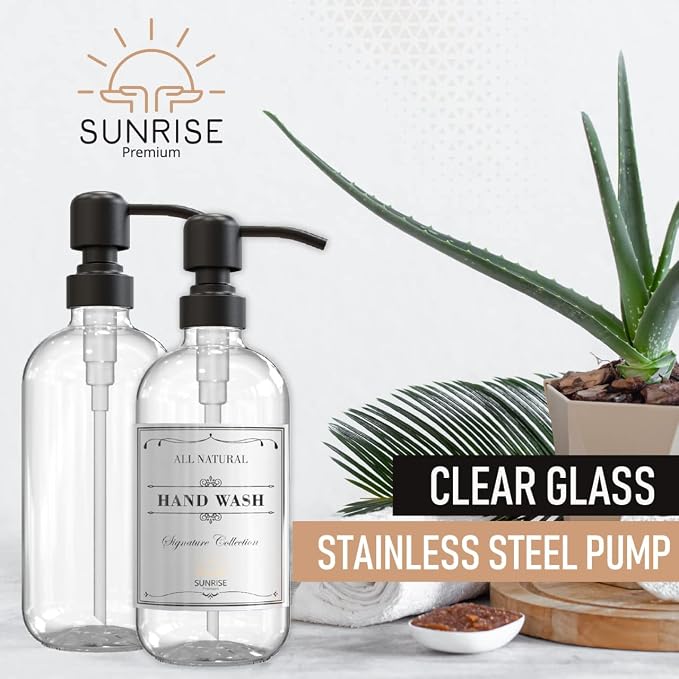 Sunrise Premium Clear Glass Soap Dispenser - Image 3
