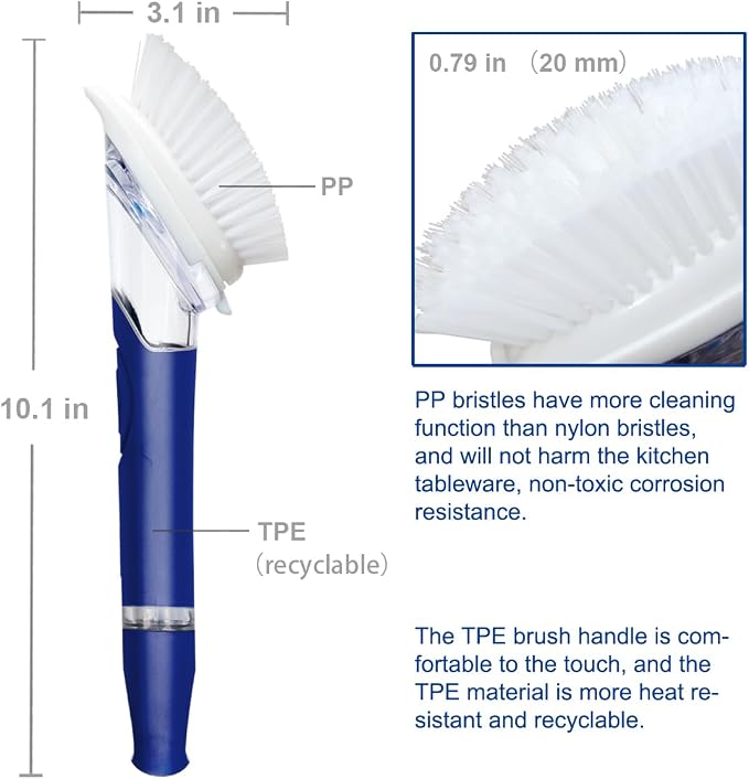 CELOX Dish Brush with Soap Dispenser, Soap Dispensing Brush with Handle - Image 2