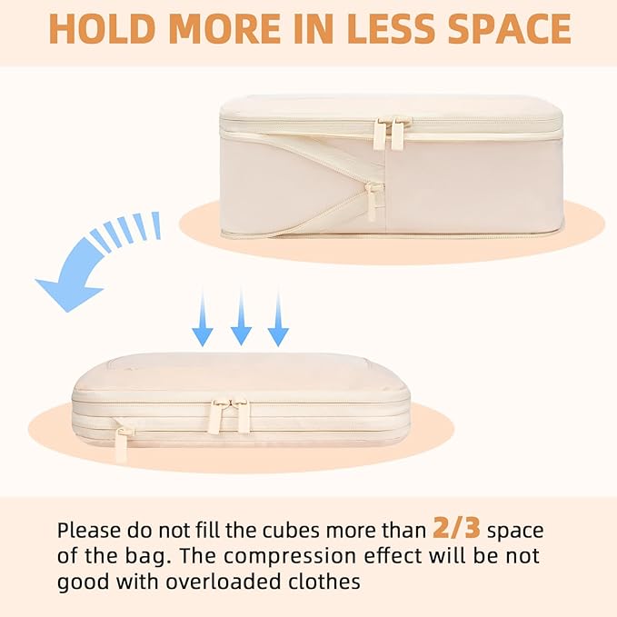 BAGAIL 4 Set/6 Set/8 Set Compression Packing Cubes Travel Accessories - Image 5