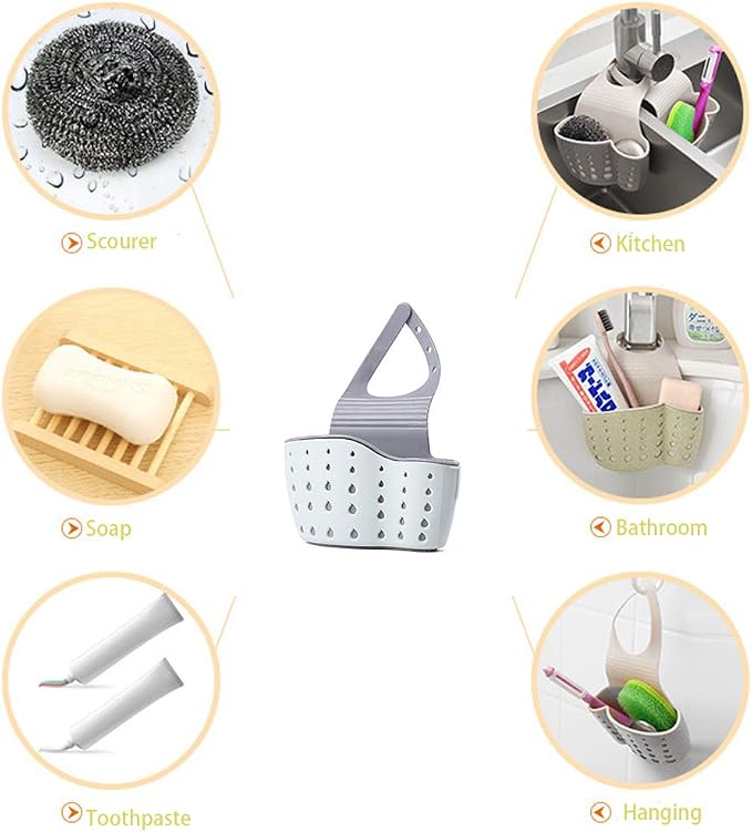 EC ELEGANTCHARM Kitchen Sink Caddy Sponge Holder Silicone Plastic Soap Holder - Image 6