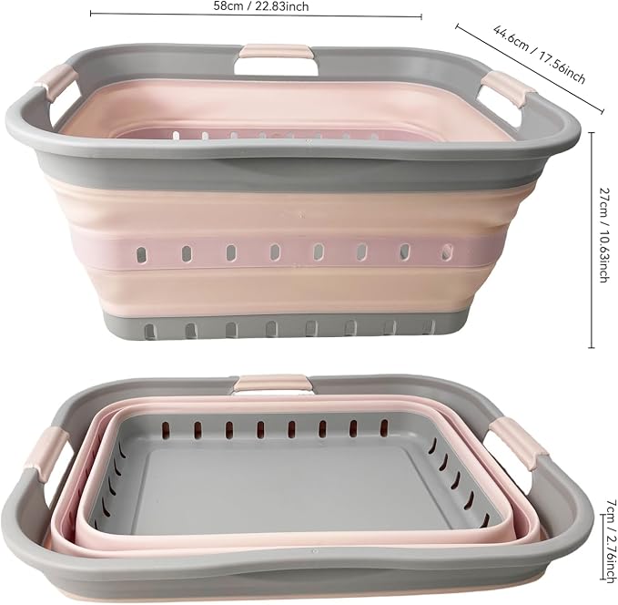 SAMMART 42 Collapsible Plastic Laundry Basket, Foldable Pop Up Storage - Image 9