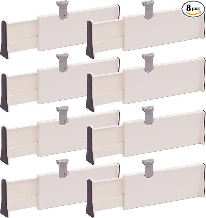 TENABORT Set of 8 Adjustable Drawer Dividers Organizer Separators Plastic by TENABORT