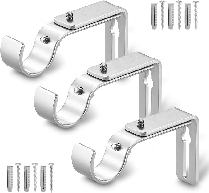 LLPJS Curtain Rod Bracket Adjustable, Drapery Rod Holder Hooks Support Hangers by LLPJSCurtainRingsClipHooks