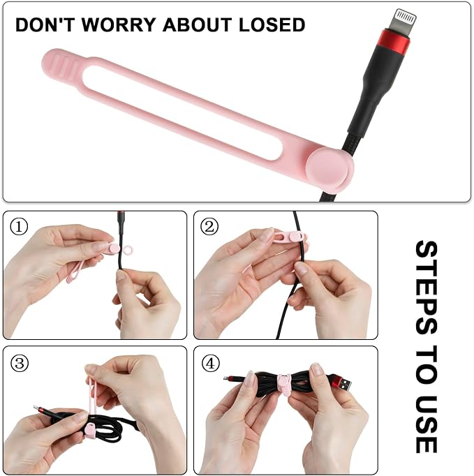 Silicone Cable Ties, Cord Organizer Cable Management | Reusable Cord Ties - Image 3