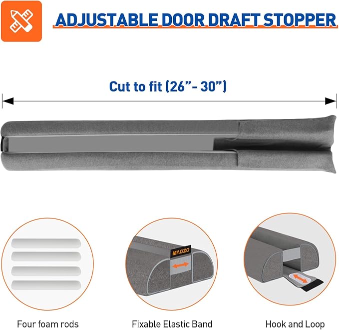 MAGZO Under Door Draft Stopper, 2 Pack 30 Inch Adjustable Door Gap Filler - Image 4