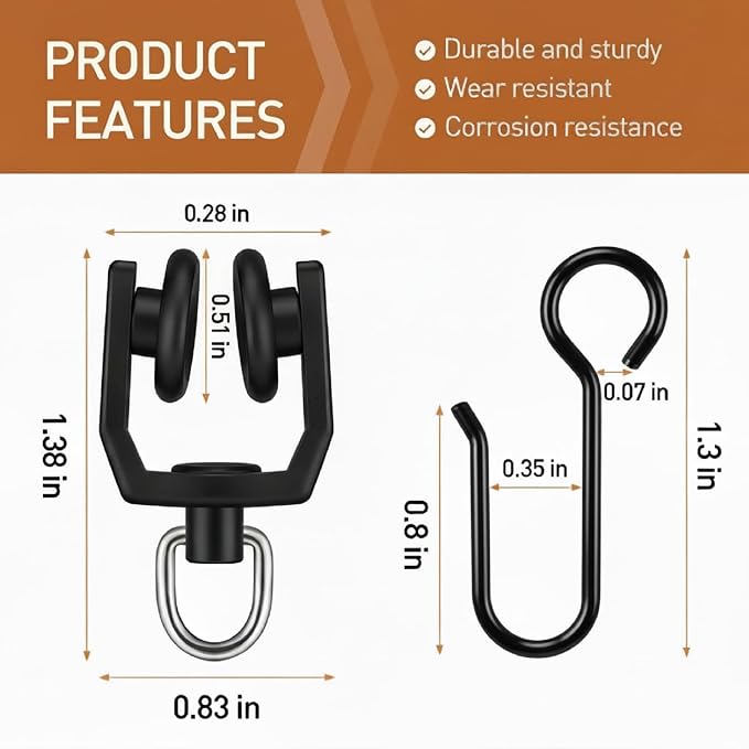Jetec 120 Pcs Curtain Track Hooks Rollers Ceiling Mount S Hooks, Straight - Image 2