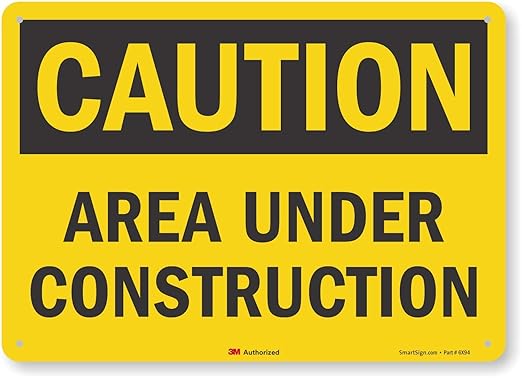 "Caution - Area Under Construction" Sign by SmartSign | 10" x 14" 3M Reflective Aluminum