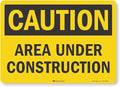 "Caution - Area Under Construction" Sign by SmartSign | 10" x 14" 3M Reflective Aluminum