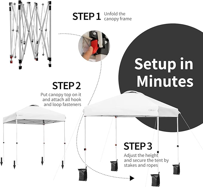 Tangkula Outdoor Pop-up Canopy Tent, 6.6 x 6.6 FT Height Adjustable Commercial Instant Canopy w/Portable Roller Bag, 4 Weight Bags, Outdoor Camping Sun Shelter for Camping, Party