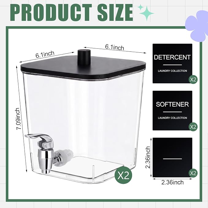 Sawysine 2 Pack Laundry Detergent Dispenser, 145 oz /4.3L Fabric Softener - Image 2